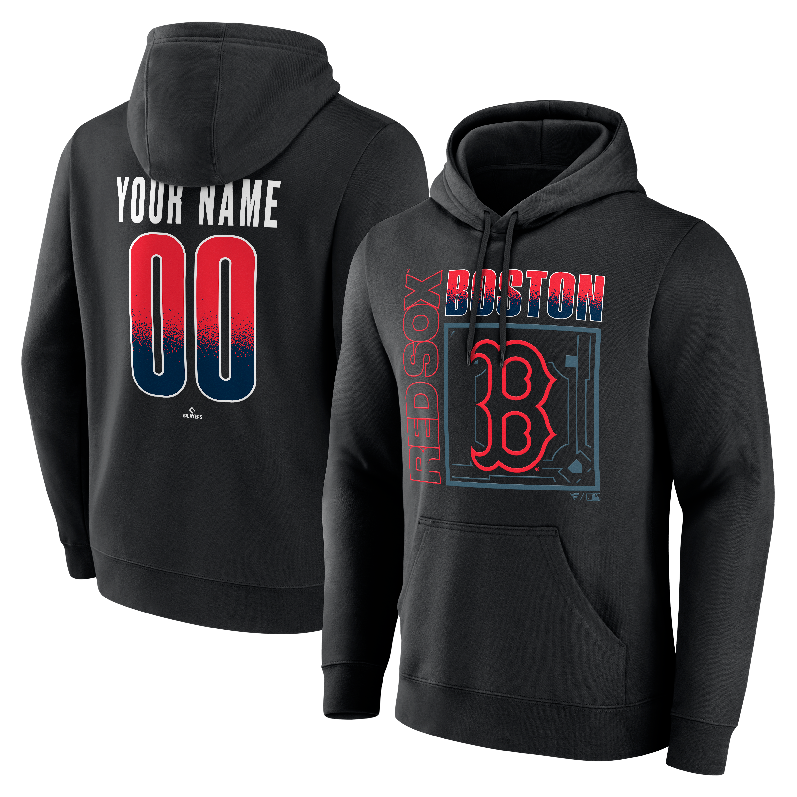 Men's Black Boston Red Sox Big & Tall Home Field Pop Personalized Name & Number Hoodie