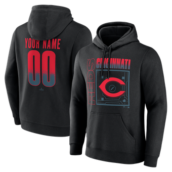 Men's Black Cincinnati Reds Big & Tall Home Field Pop Personalized Name & Number Hoodie
