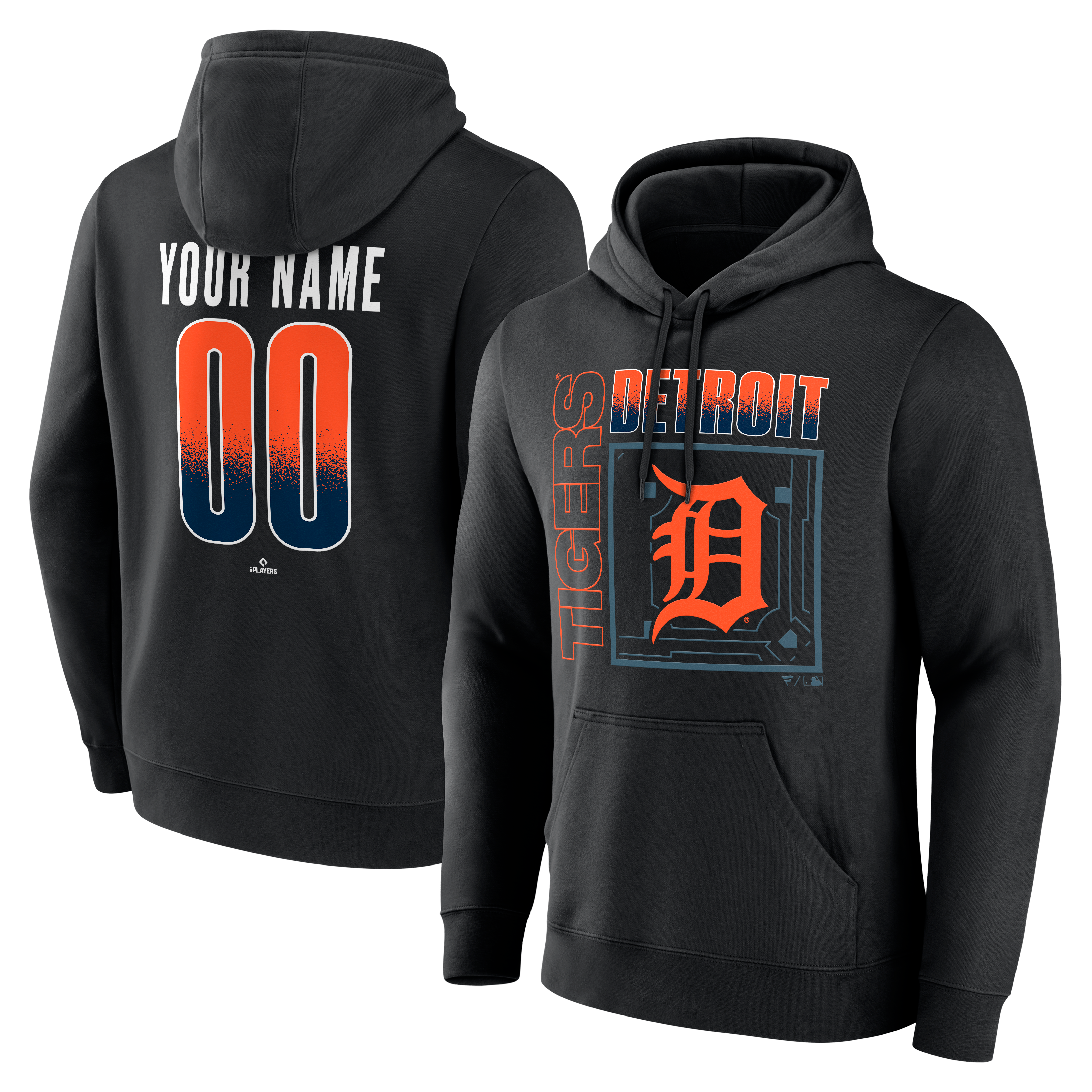 Men's Black Detroit Tigers Big & Tall Home Field Pop Personalized Name & Number Hoodie