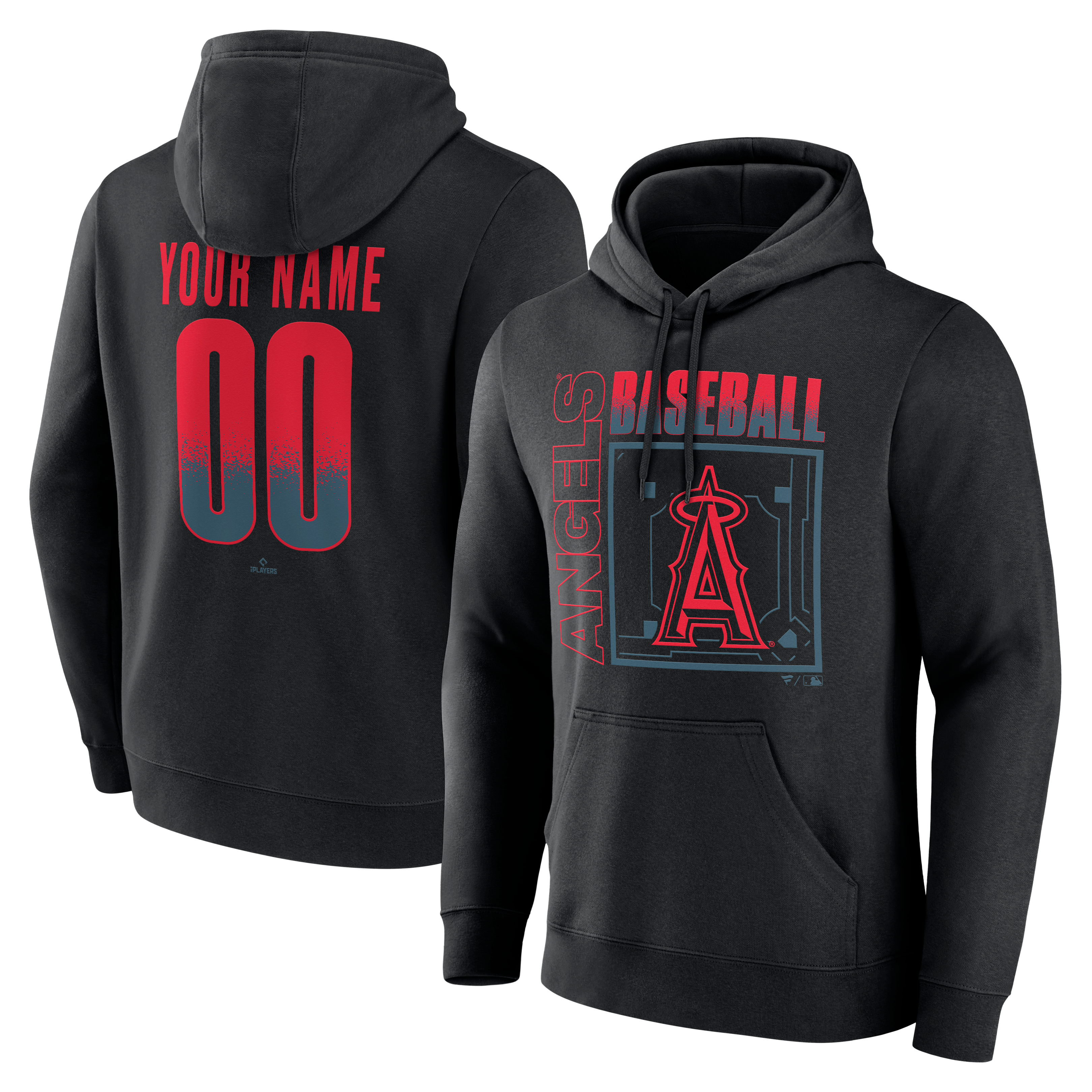 Men's Black Los Angeles Angels Big & Tall Home Field Pop Personalized Name & Number Hoodie