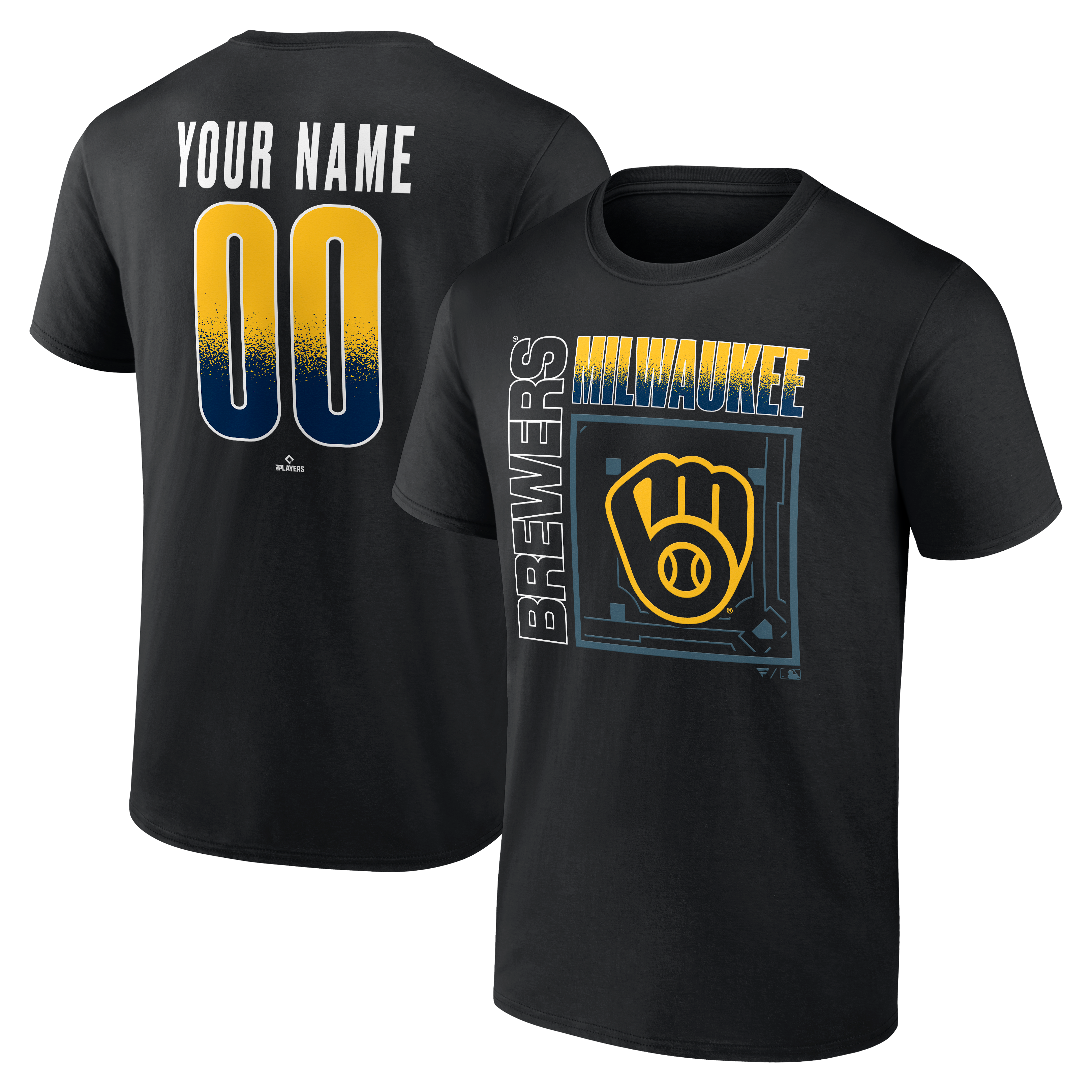 Men's Black Milwaukee Brewers Big & Tall Home Field Pop Personalized Name & Number T-Shirt