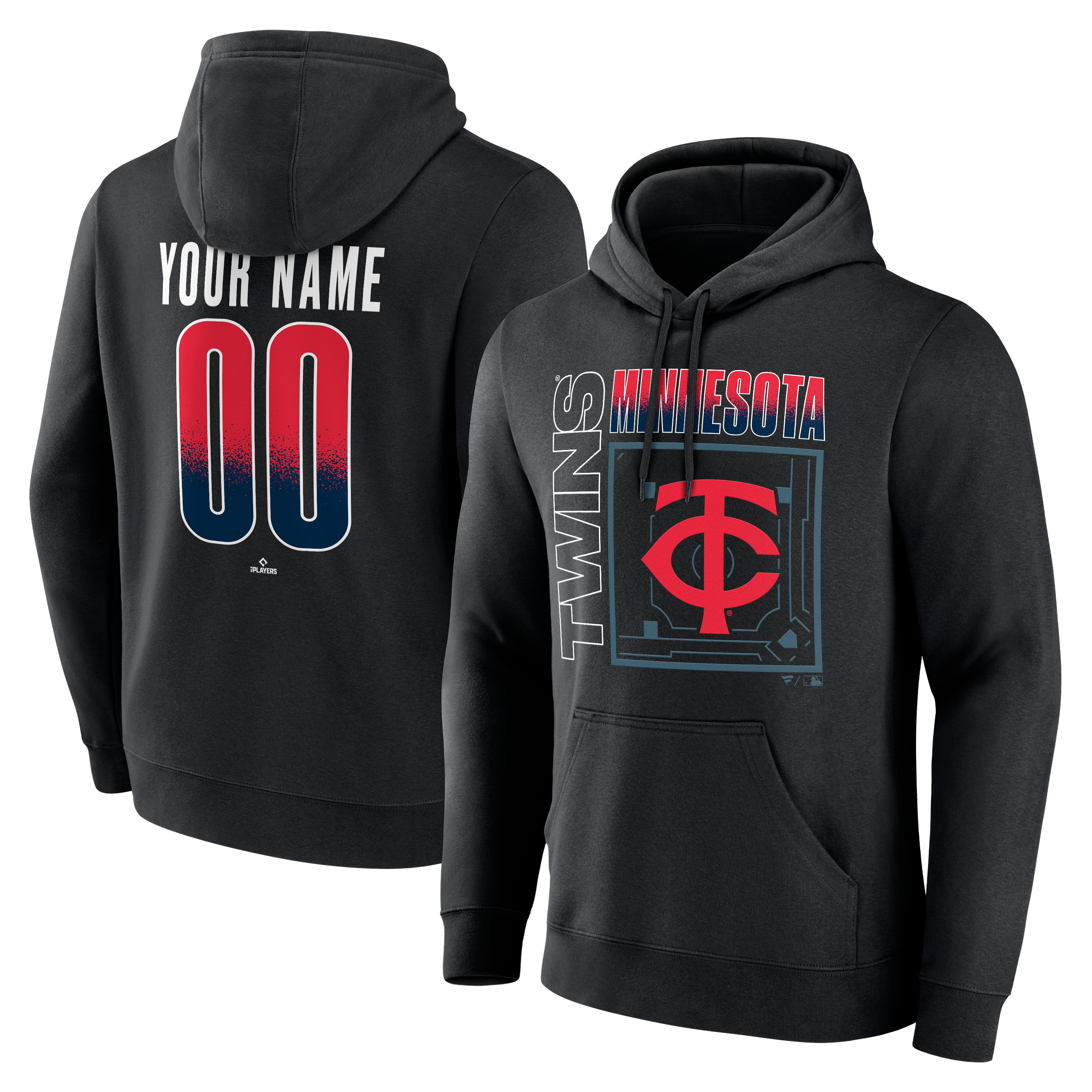 Men's Black Minnesota Twins Big & Tall Home Field Pop Personalized Name & Number Hoodie