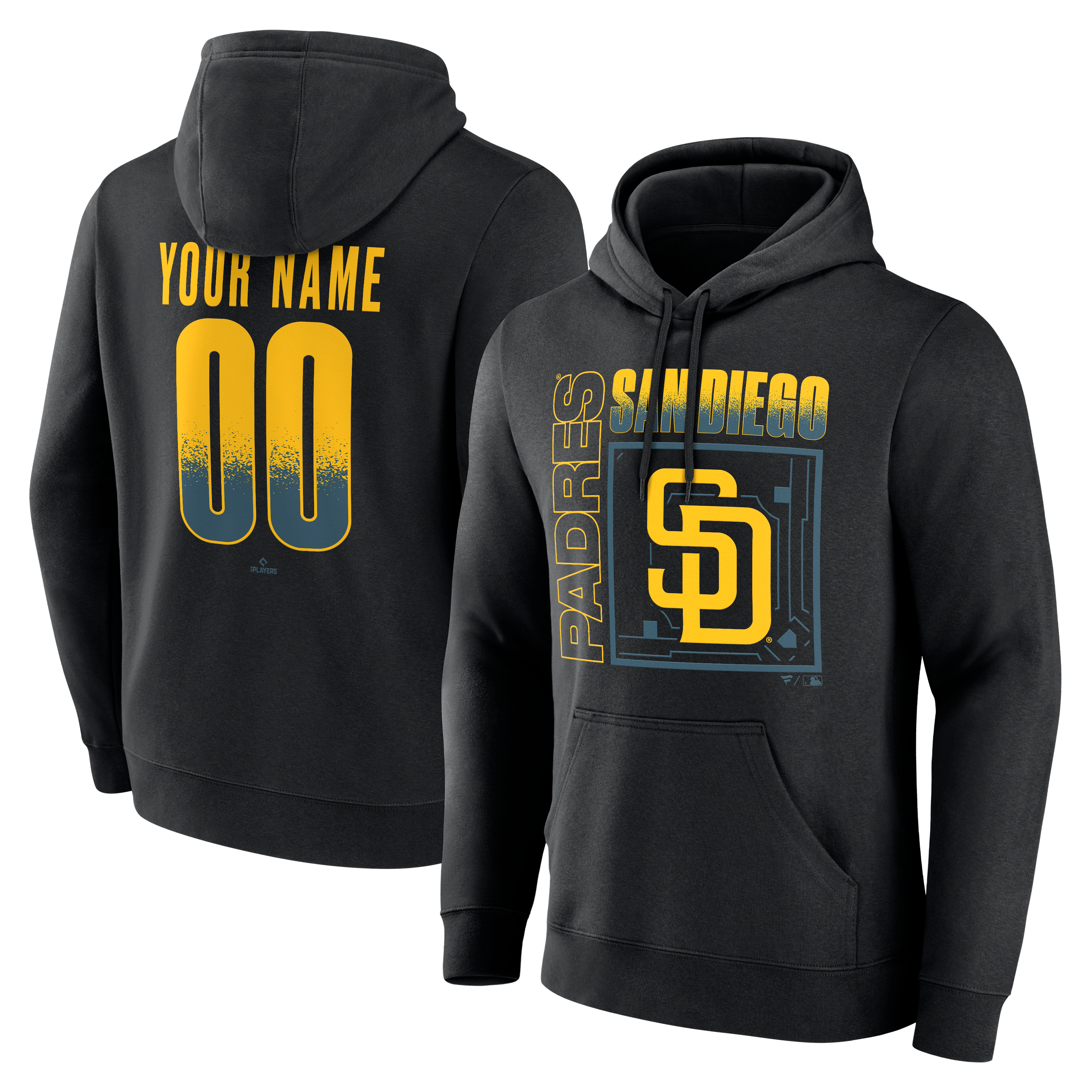 Men's Black San Diego Padres Big & Tall Home Field Pop Personalized Name & Number Hoodie