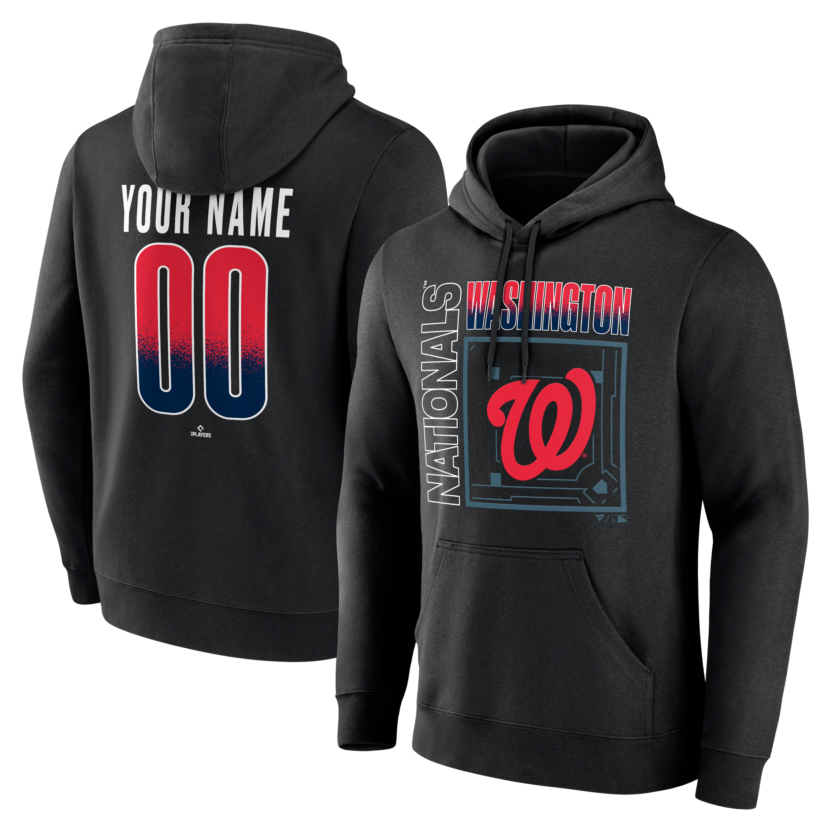 Men's Black Washington Nationals Big & Tall Home Field Pop Personalized Name & Number Hoodie