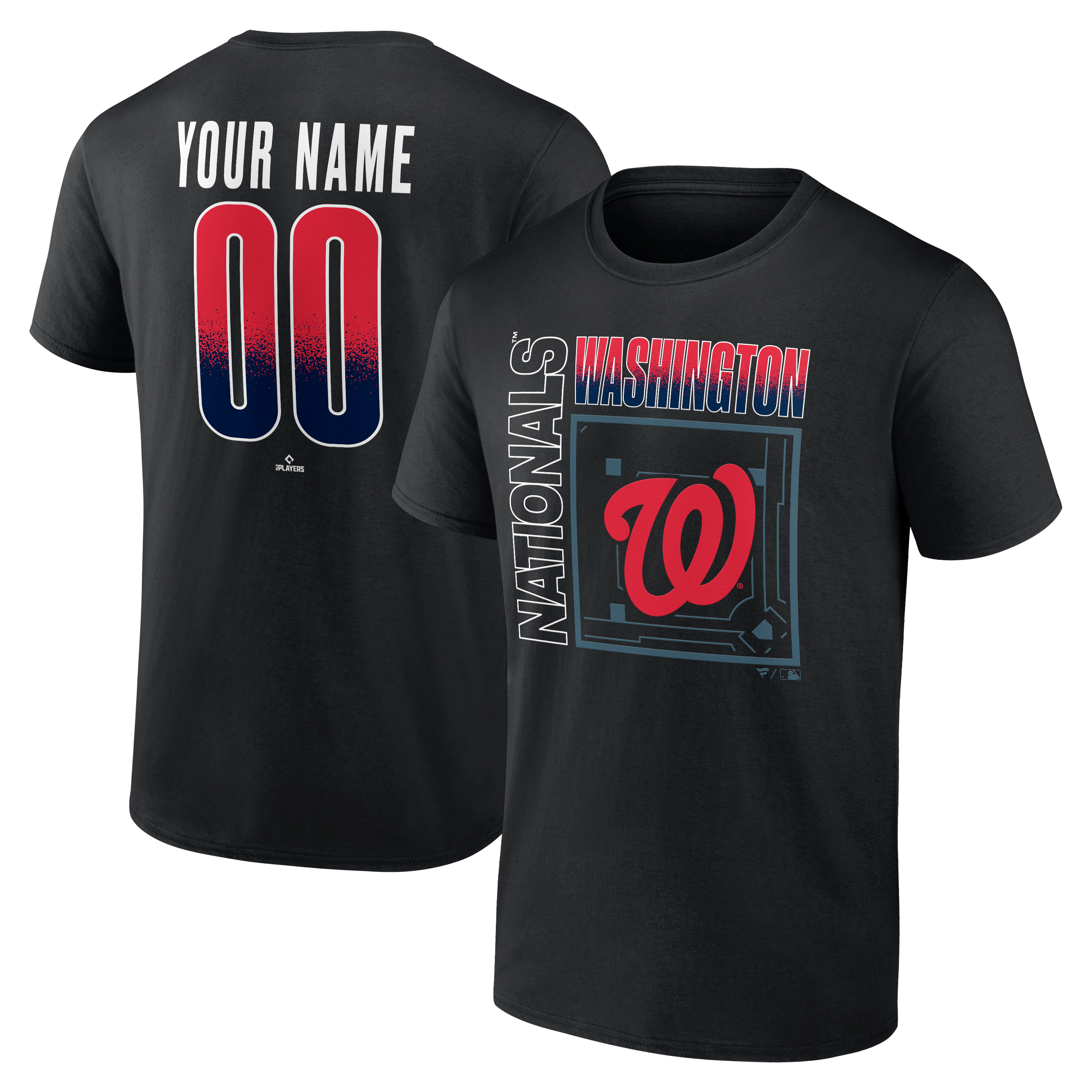 Men's Black Washington Nationals Big & Tall Home Field Pop Personalized Name & Number T-Shirt