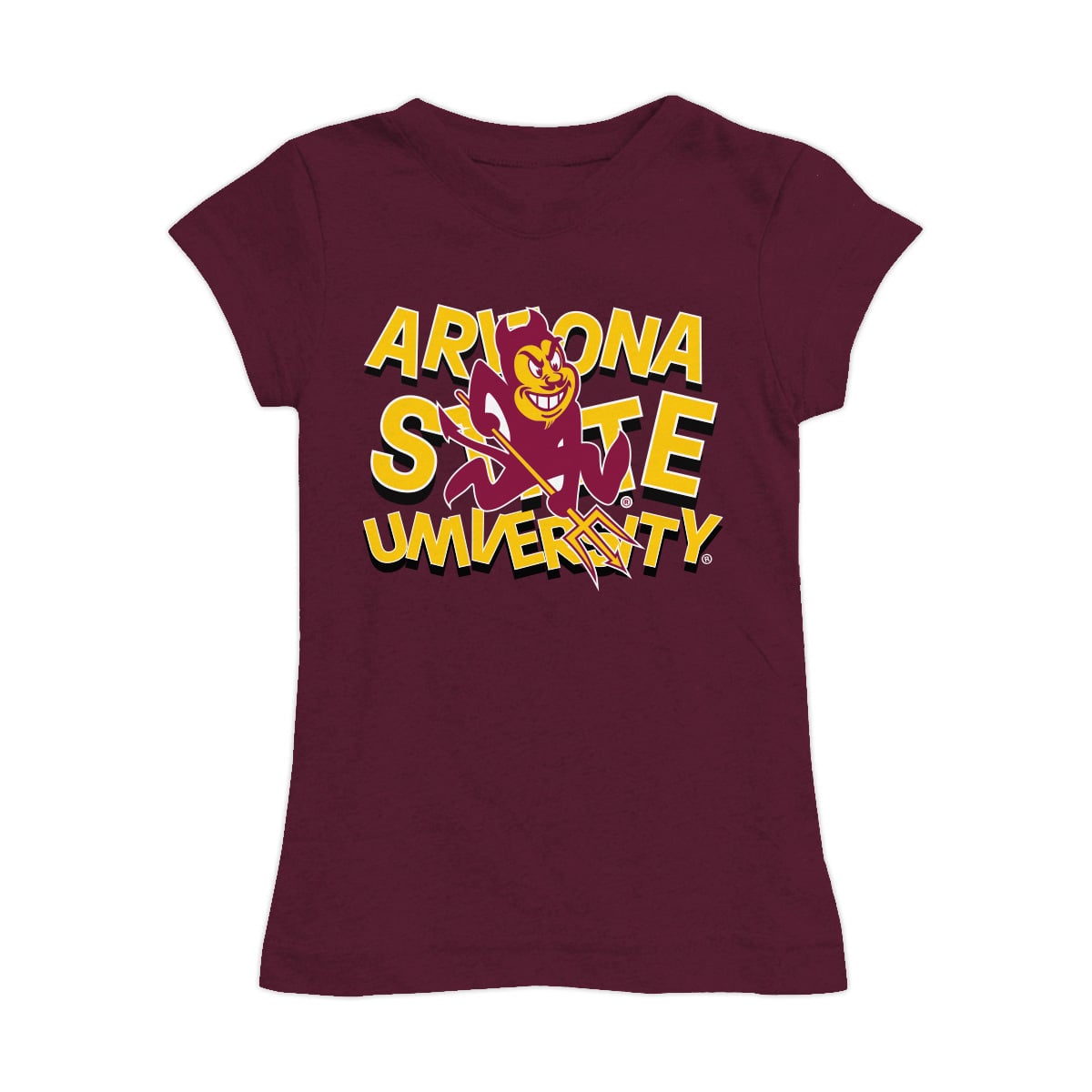 Girls Youth Vive La Fete Maroon Arizona State Sun Devils Mascot & Name Fitted T-Shirt