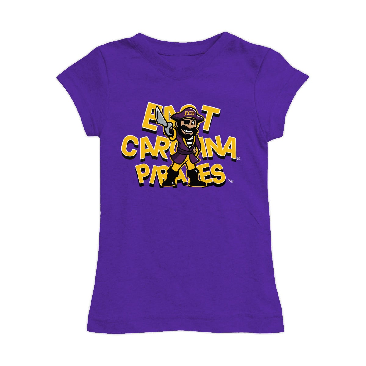 Girls Youth Vive La Fete Purple ECU Pirates Mascot & Name Fitted T-Shirt