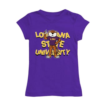 Girls Youth Vive La Fete Purple LSU Tigers Mascot & Name Fitted T-Shirt
