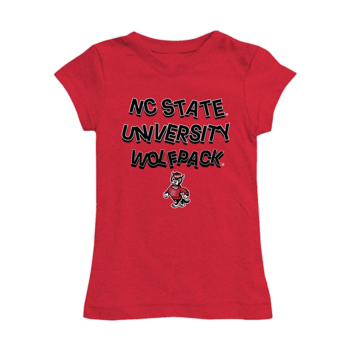 Girls Youth Vive La Fete Red NC State Wolfpack Mascot & Name Fitted T-Shirt