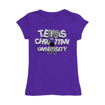 Girls Youth Vive La Fete Purple TCU Horned Frogs Mascot & Name Fitted T-Shirt