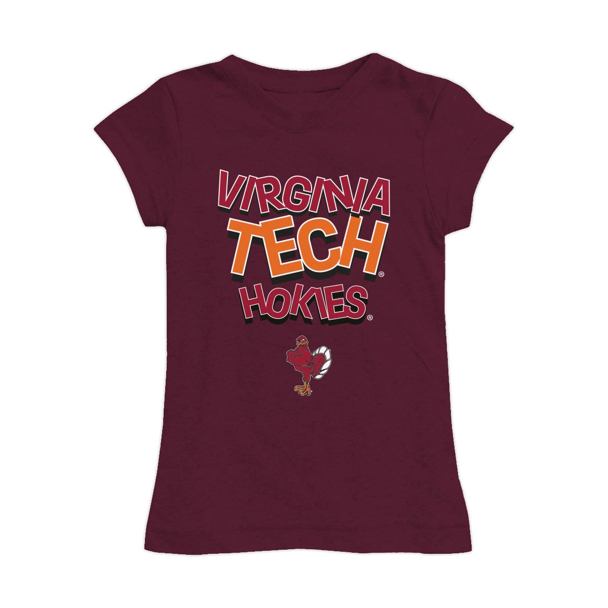 Girls Youth Vive La Fete Maroon Virginia Tech Hokies Mascot & Name Fitted T-Shirt