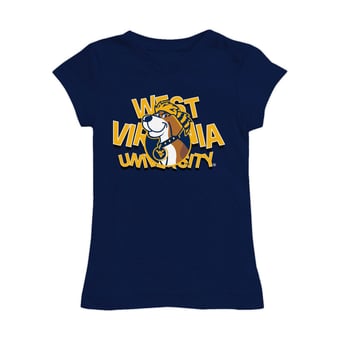 Girls Toddler Vive La Fete Navy West Virginia Mountaineers Mascot & Name Fitted T-Shirt