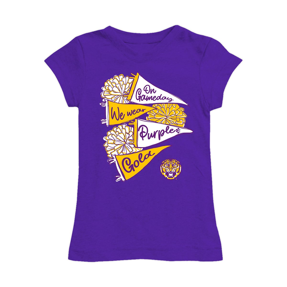Girls Youth Vive La Fete Purple LSU Tigers Game Day Spirit Cheer Fitted T-Shirt