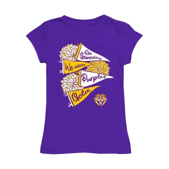 Girls Youth Vive La Fete Purple LSU Tigers Game Day Spirit Cheer Fitted T-Shirt