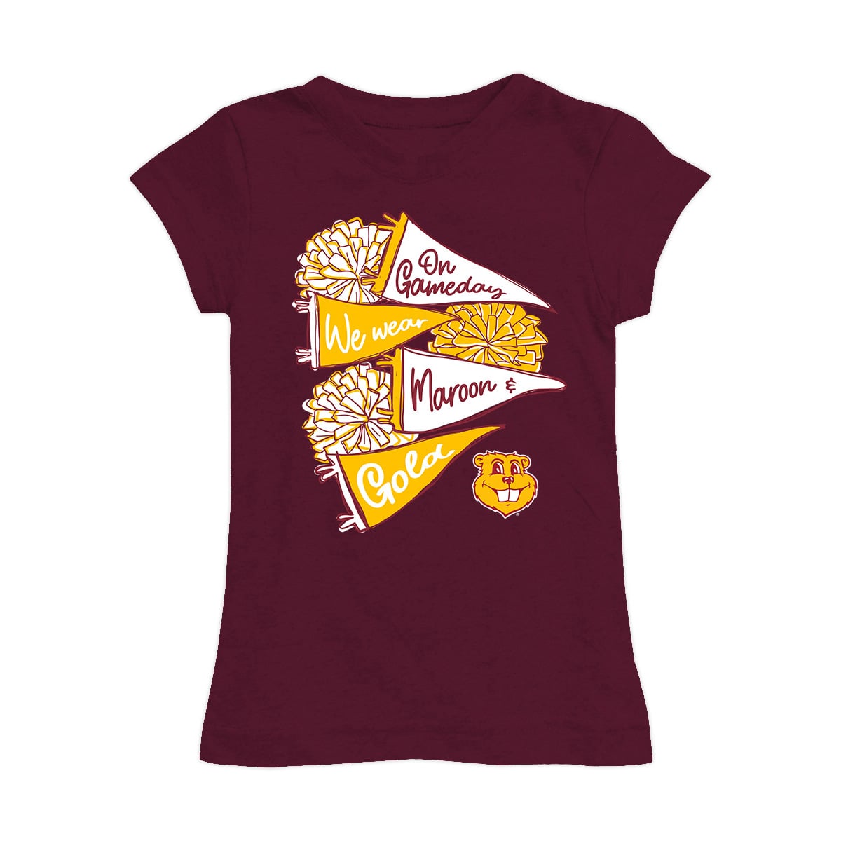 Girls Youth Vive La Fete Maroon Minnesota Golden Gophers Game Day Spirit Cheer Fitted T-Shirt