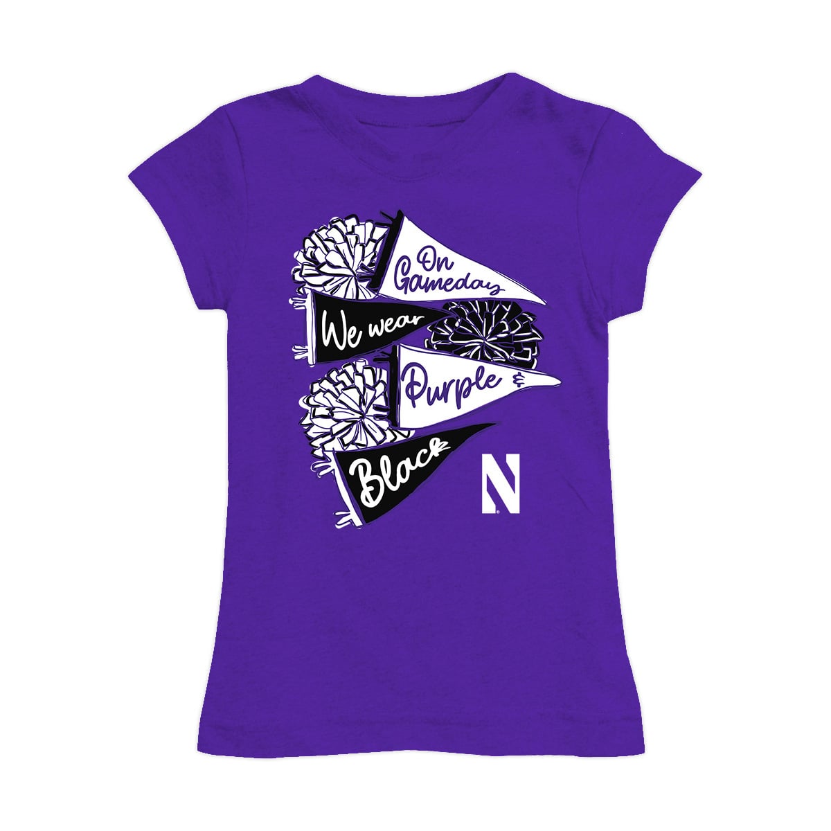 Girls Youth Vive La Fete Purple Northwestern Wildcats Game Day Spirit Cheer Fitted T-Shirt