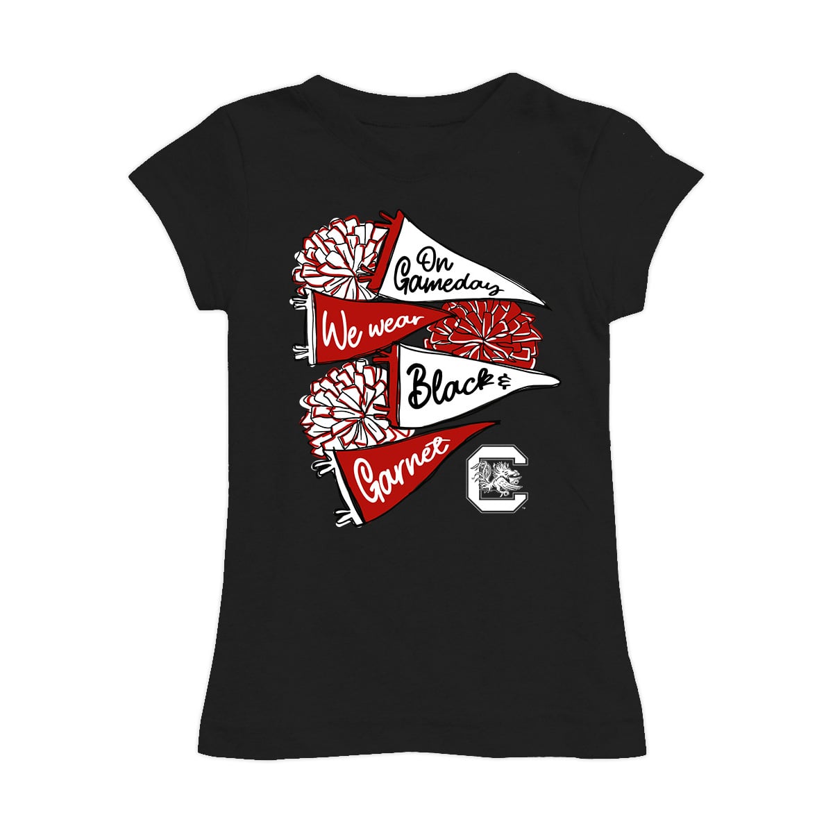 Girls Youth Vive La Fete Garnet South Carolina Gamecocks Game Day Spirit Cheer Fitted T-Shirt