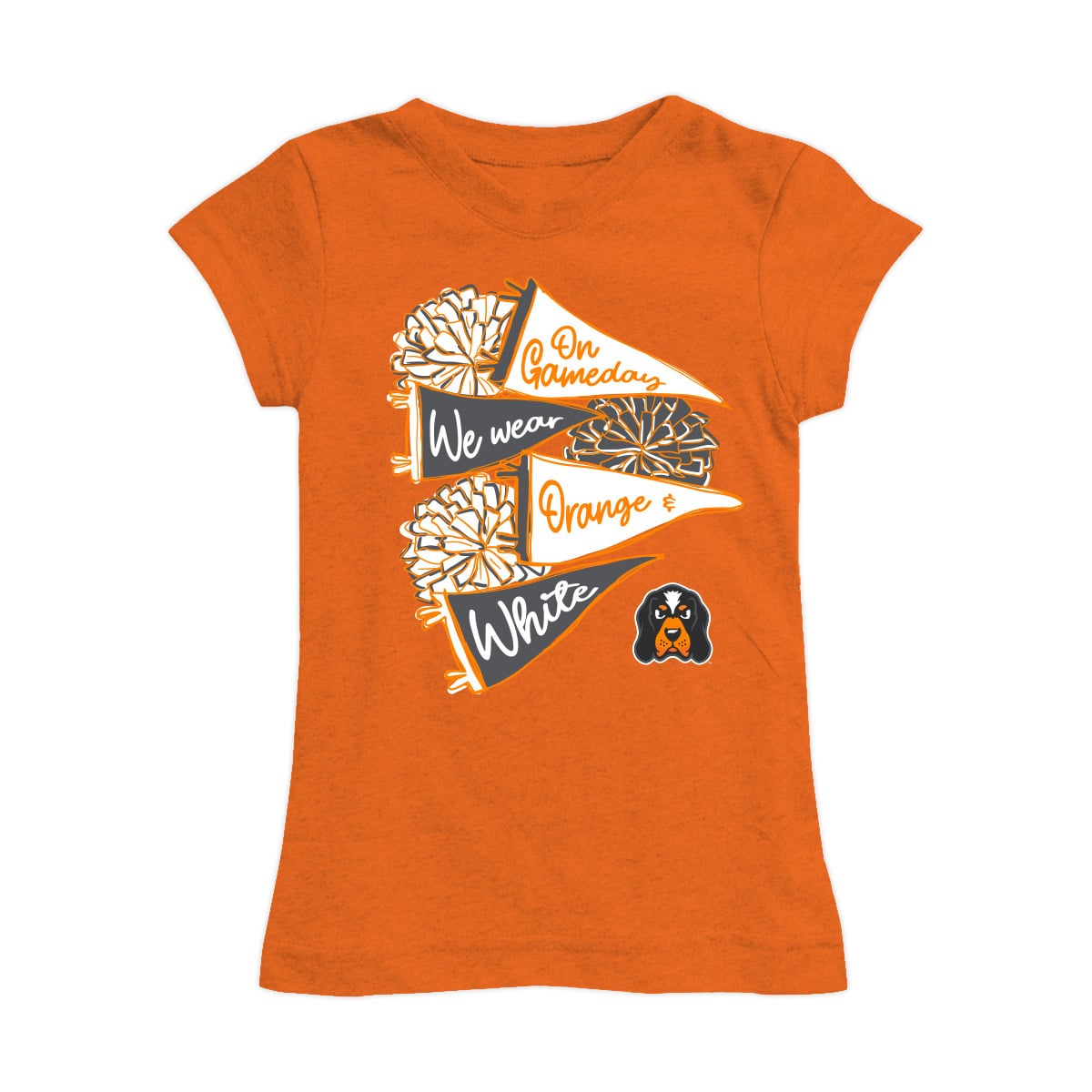 Girls Youth Vive La Fete Tennessee Orange Tennessee Volunteers Game Day Spirit Cheer Fitted T-Shirt