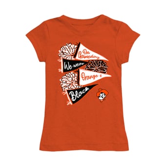 Girls Youth Vive La Fete Orange Oklahoma State Cowboys Game Day Spirit Cheer Fitted T-Shirt