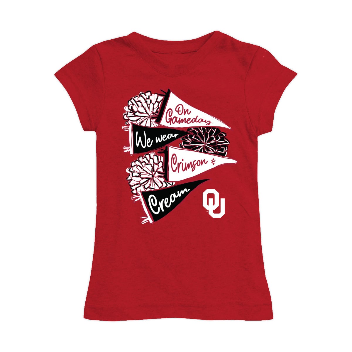 Girls Youth Vive La Fete Crimson Oklahoma Sooners Game Day Spirit Cheer Fitted T-Shirt