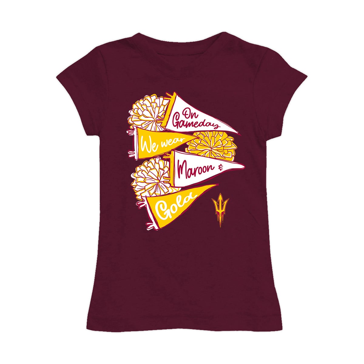 Girls Youth Vive La Fete Maroon Arizona State Sun Devils Game Day Spirit Cheer Fitted T-Shirt