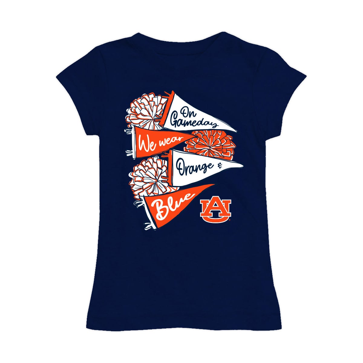 Girls Youth Vive La Fete Navy Auburn Tigers Game Day Spirit Cheer Fitted T-Shirt
