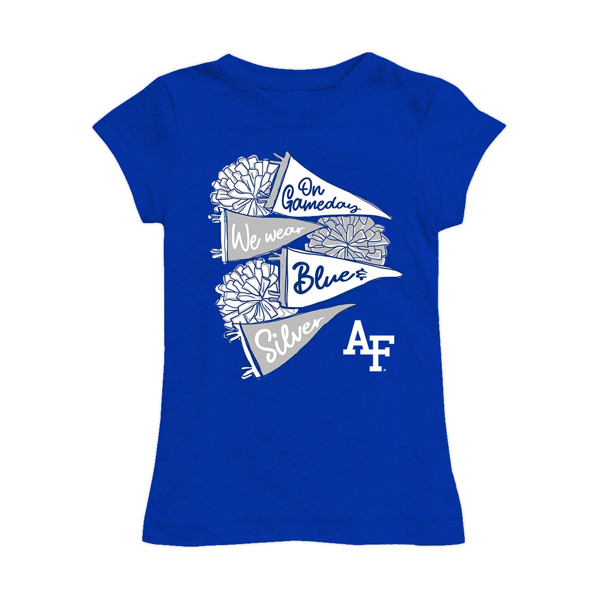 Girls Youth Vive La Fete Royal Air Force Falcons Game Day Spirit Cheer Fitted T-Shirt