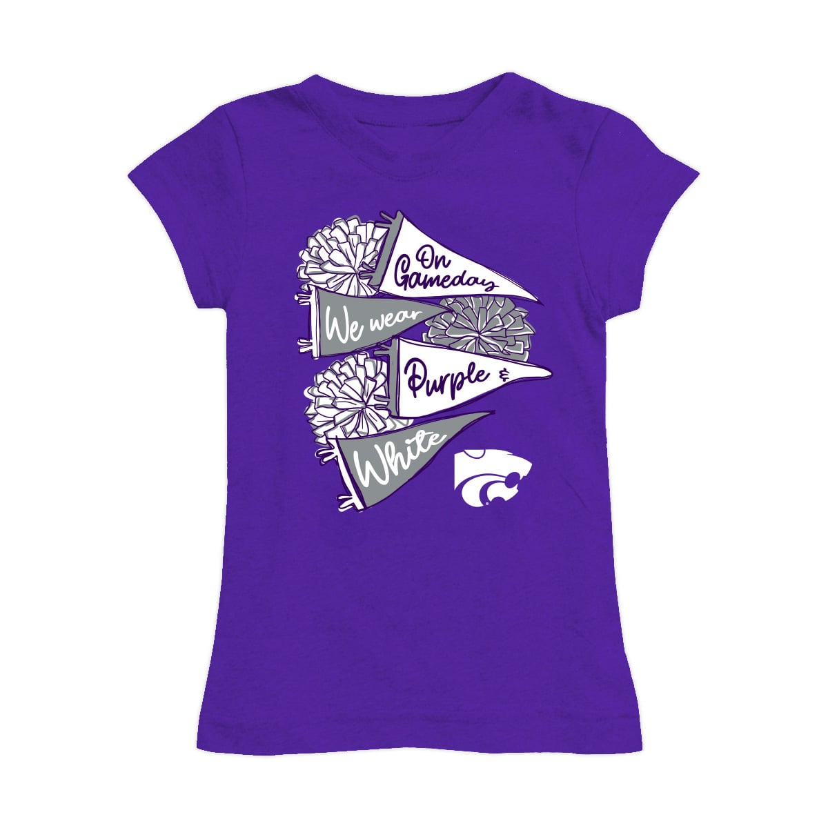 Girls Youth Vive La Fete Purple Kansas State Wildcats Game Day Spirit Cheer Fitted T-Shirt