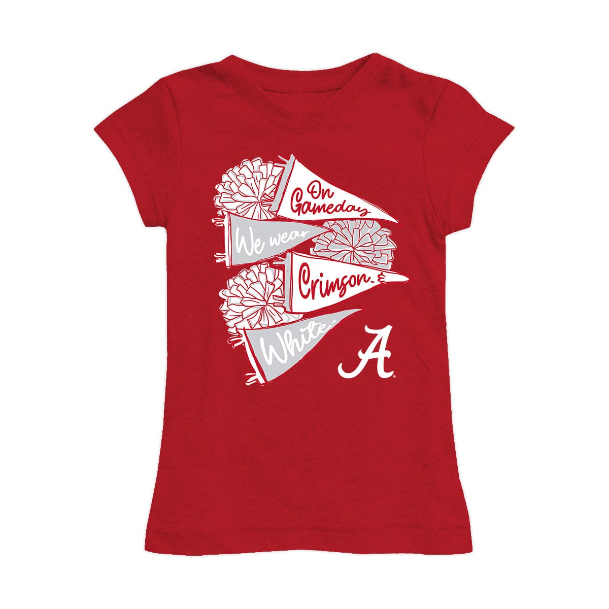 Girls Youth Vive La Fete Red Alabama Crimson Tide Game Day Spirit Cheer Fitted T-Shirt