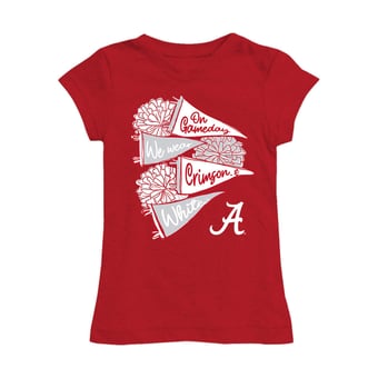 Girls Youth Vive La Fete Red Alabama Crimson Tide Game Day Spirit Cheer Fitted T-Shirt