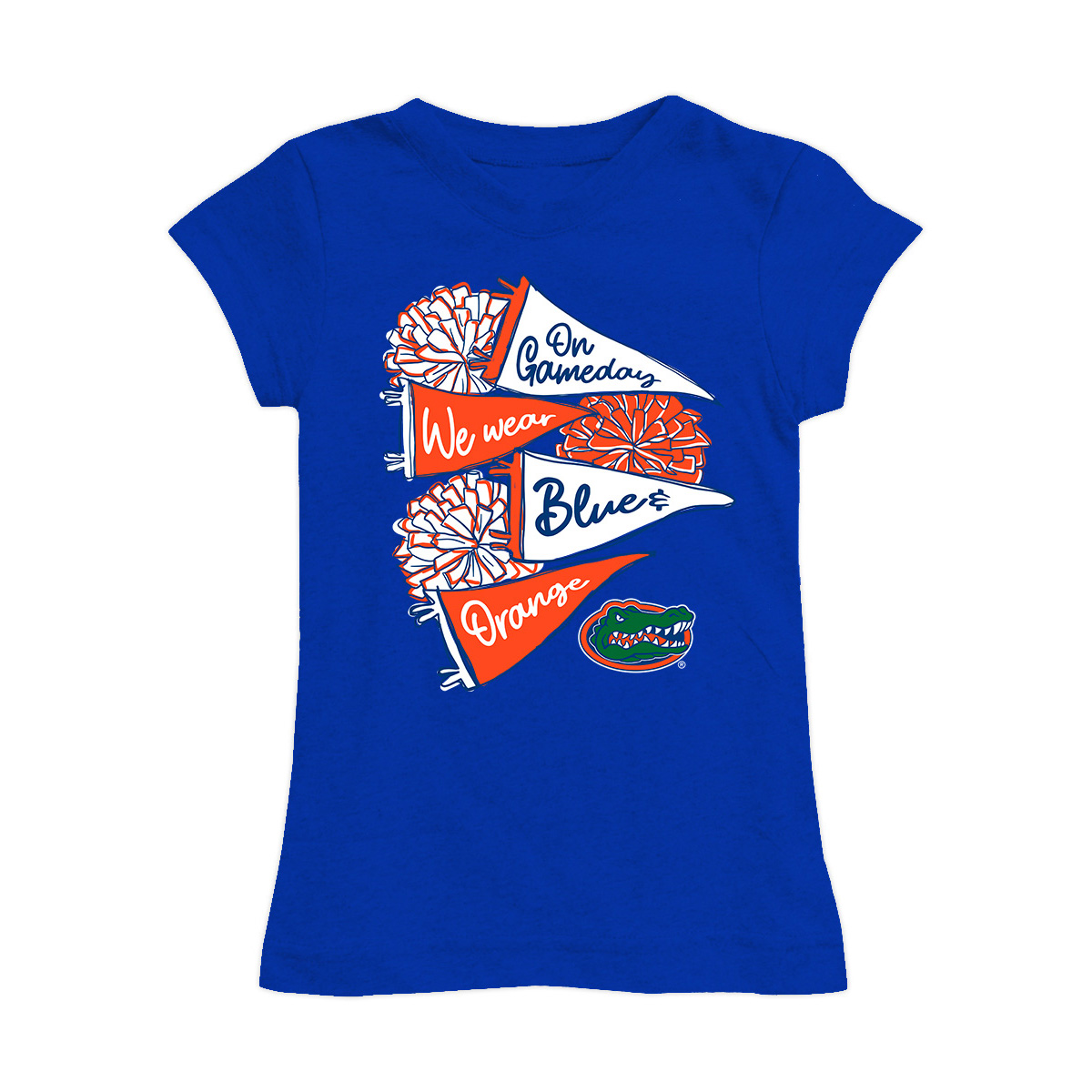 Girls Toddler Vive La Fete Royal Florida Gators Game Day Spirit Cheer Fitted T-Shirt