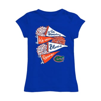 Girls Toddler Vive La Fete Royal Florida Gators Game Day Spirit Cheer Fitted T-Shirt