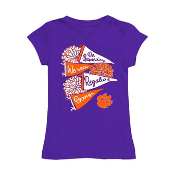 Girls Toddler Vive La Fete Orange Clemson Tigers Game Day Spirit Cheer Fitted T-Shirt