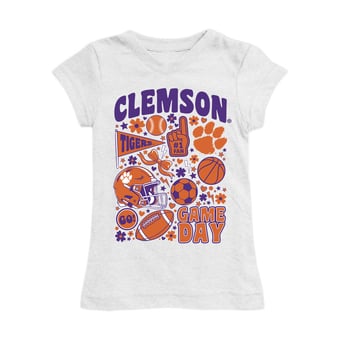 Girls Toddler Vive La Fete White Clemson Tigers All-Star Game Day Sports Fitted T-Shirt