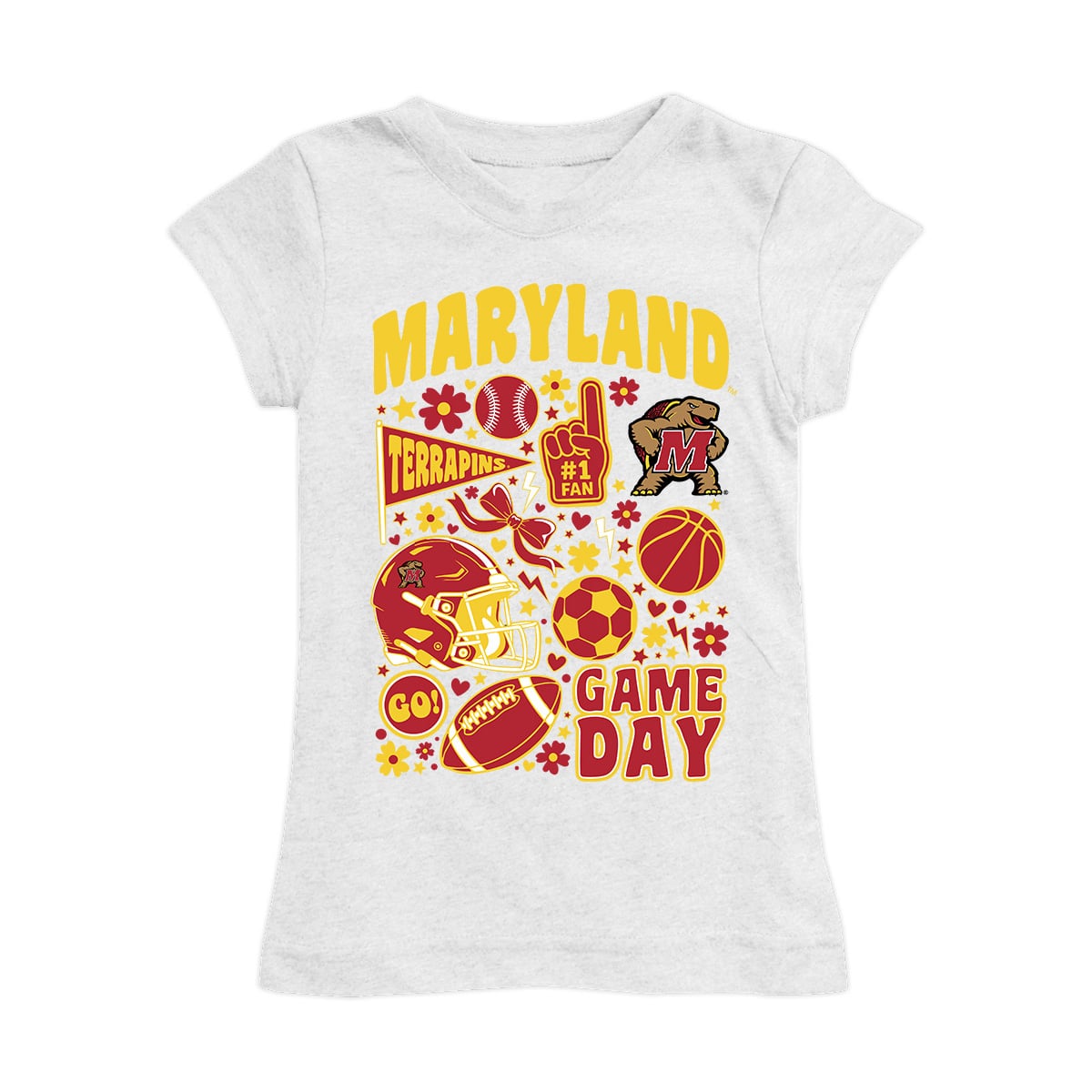 Girls Youth Vive La Fete White Maryland Terrapins All-Star Game Day Sports Fitted T-Shirt