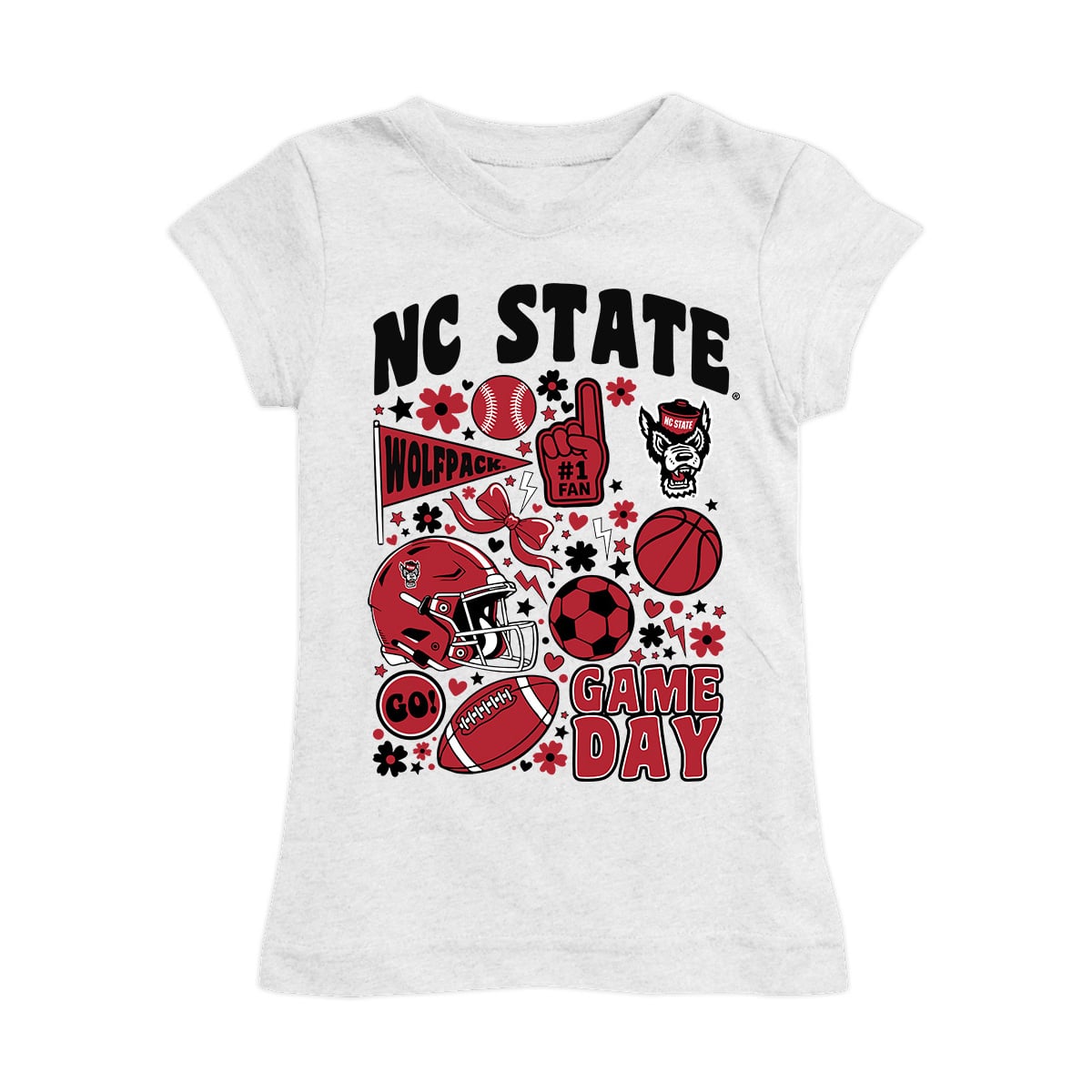 Girls Youth Vive La Fete White NC State Wolfpack All-Star Game Day Sports Fitted T-Shirt