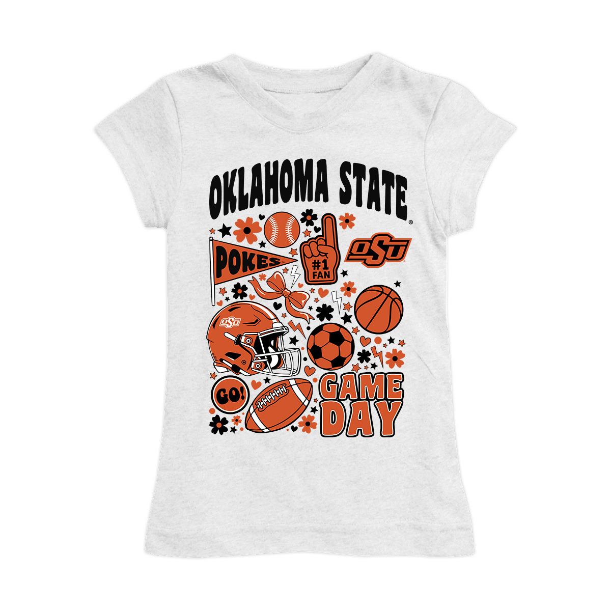 Girls Youth Vive La Fete White Oklahoma State Cowboys All-Star Game Day Sports Fitted T-Shirt