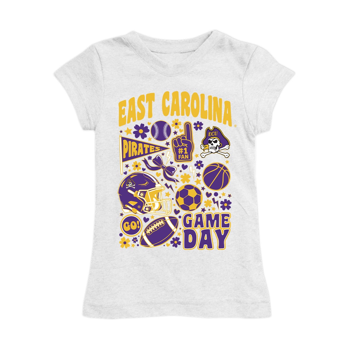 Girls Youth Vive La Fete White ECU Pirates All-Star Game Day Sports Fitted T-Shirt