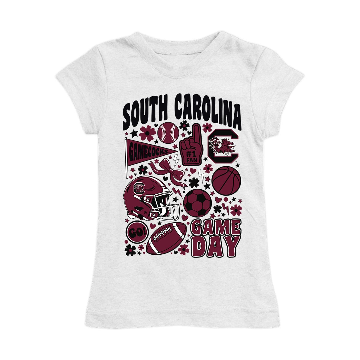 Girls Youth Vive La Fete White South Carolina Gamecocks All-Star Game Day Sports Fitted T-Shirt