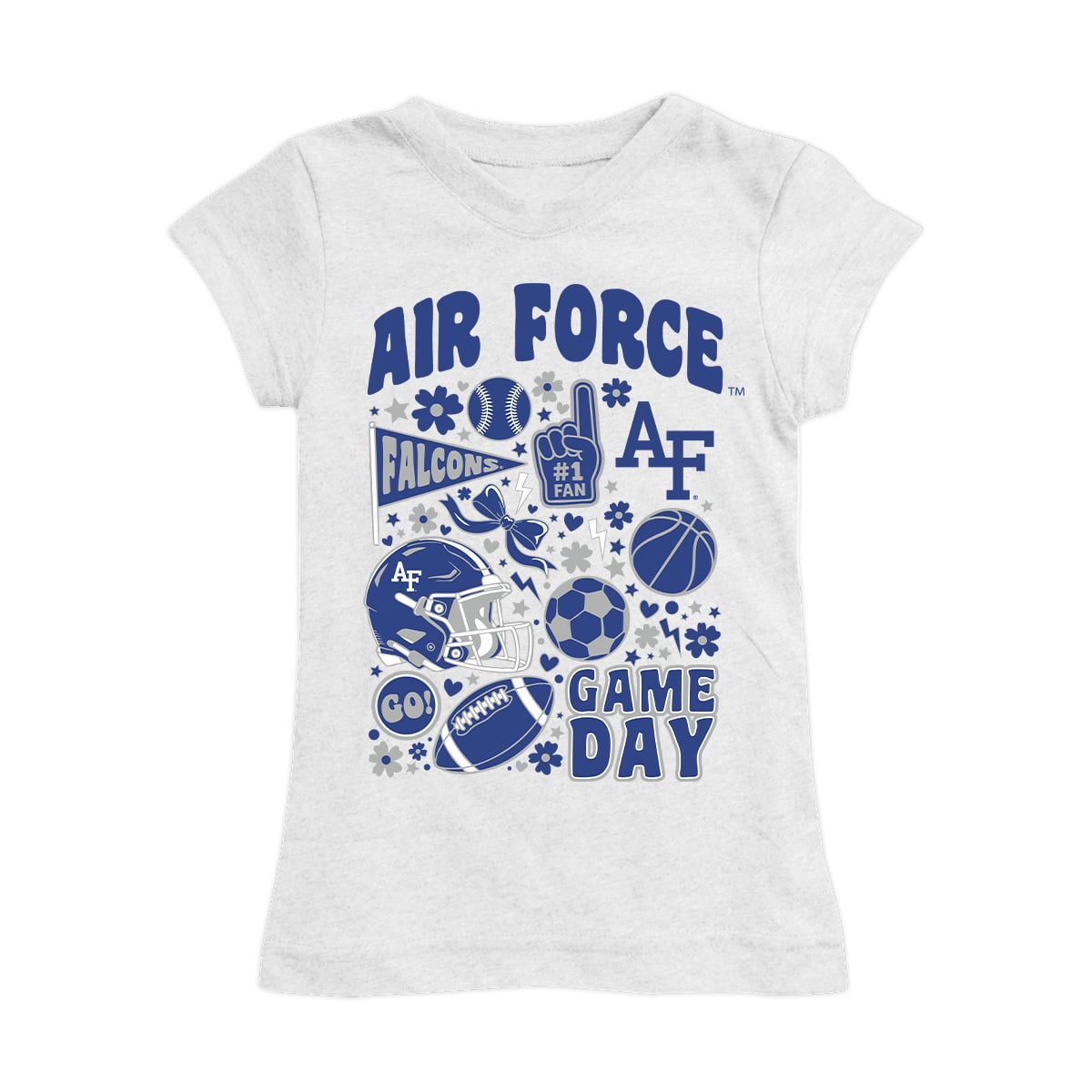 Girls Youth Vive La Fete White Air Force Falcons All-Star Game Day Sports Fitted T-Shirt