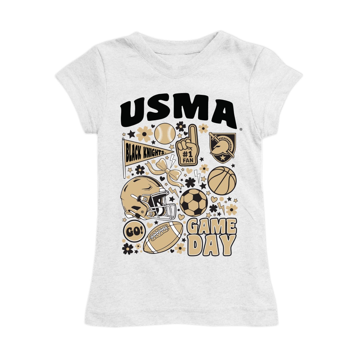 Girls Youth Vive La Fete White Army Black Knights All-Star Game Day Sports Fitted T-Shirt