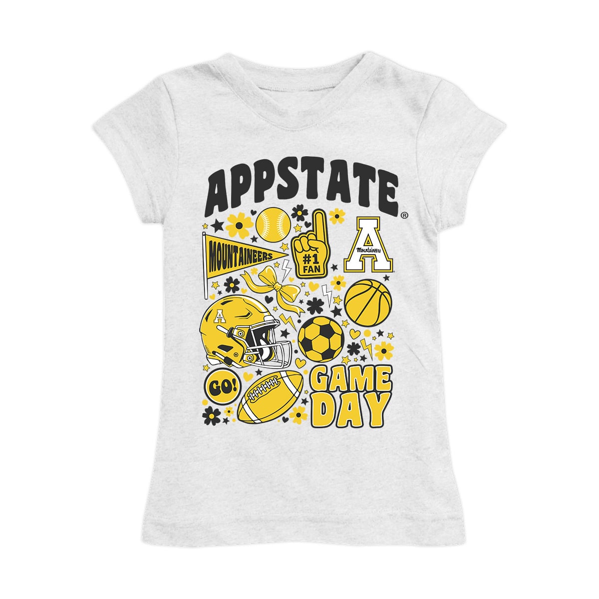 Girls Youth Vive La Fete White Appalachian State Mountaineers All-Star Game Day Sports Fitted T-Shirt