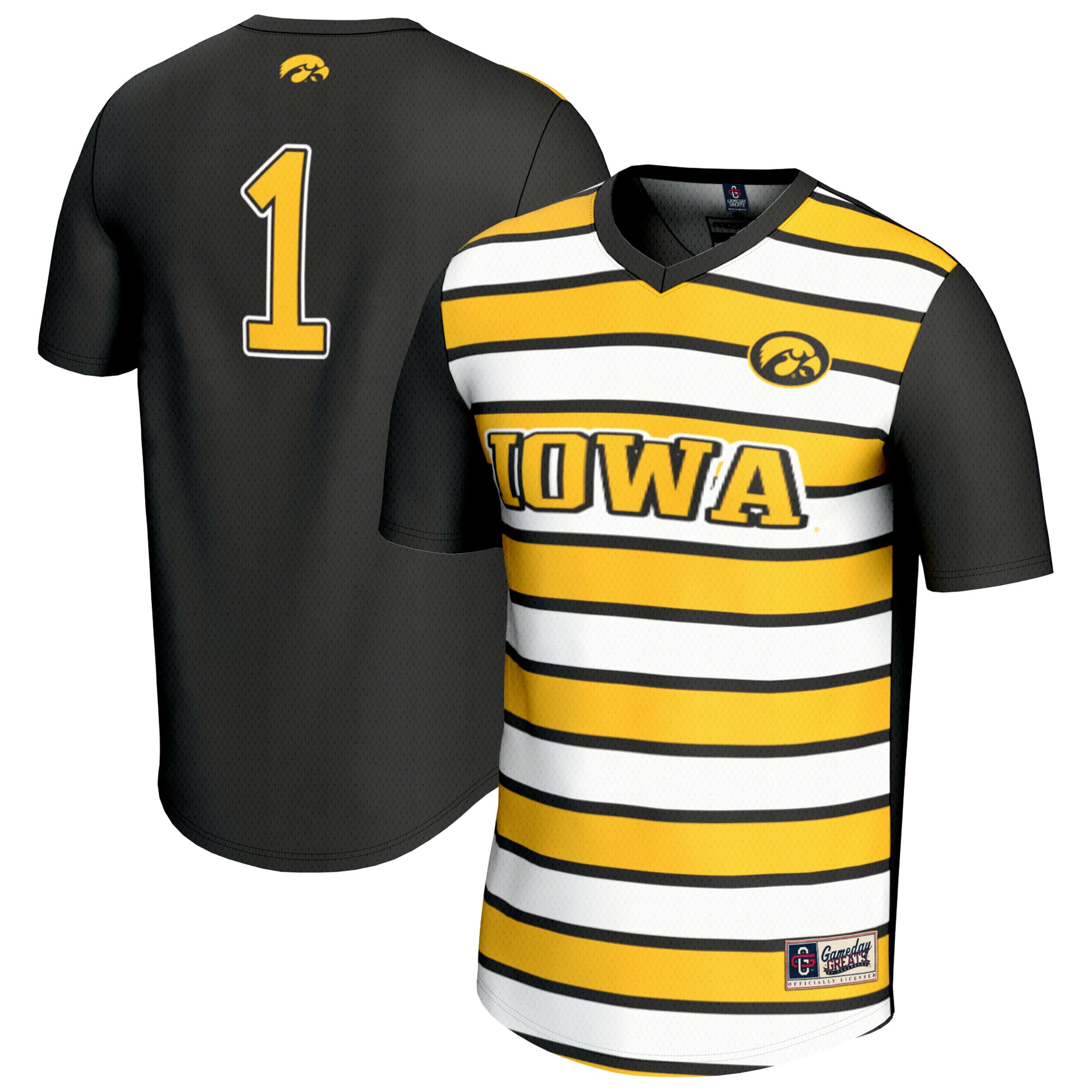 Youth GameDay Greats Black Iowa Hawkeyes Lightweight Collegiate Soccer Fashion Jersey
