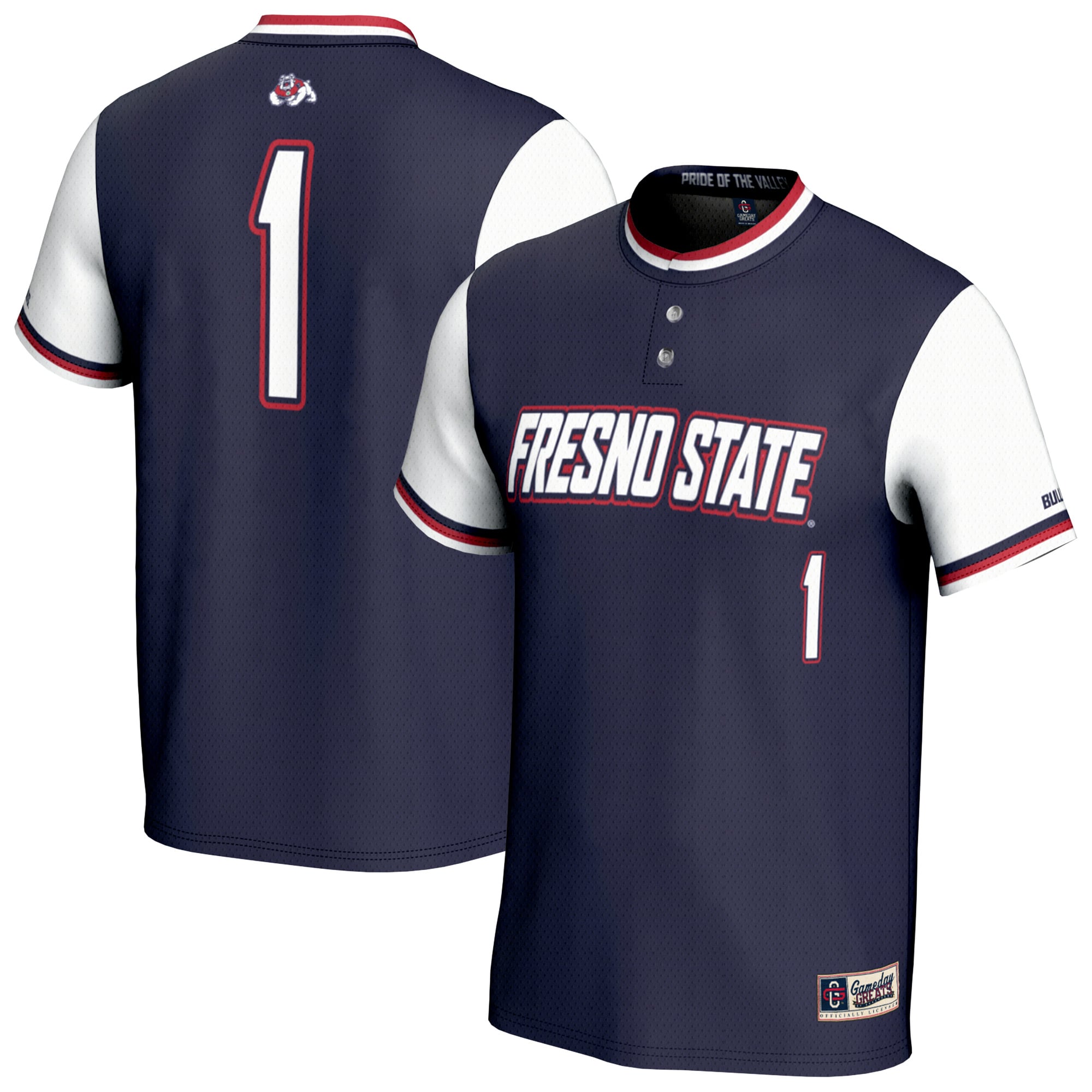 Unisex GameDay Greats Navy Fresno State Bulldogs Lightweight Softball Fashion Jersey