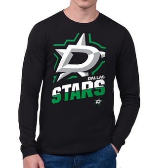 Men's Starter Black Dallas Stars Logo Zoom Long Sleeve T-Shirt