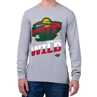 Men's Starter Gray Minnesota Wild Logo Zoom Long Sleeve T-Shirt