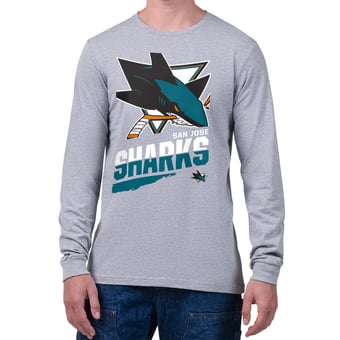 Men's Starter Gray San Jose Sharks Logo Zoom Long Sleeve T-Shirt