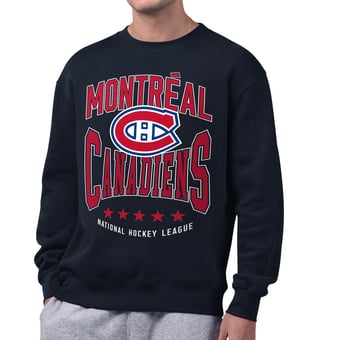 Men's Starter Navy Montreal Canadiens Center Squeeze Tri-Blend Fleece Sweatshirt