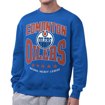 Men's Starter Royal Edmonton Oilers Center Squeeze Tri-Blend Fleece Sweatshirt