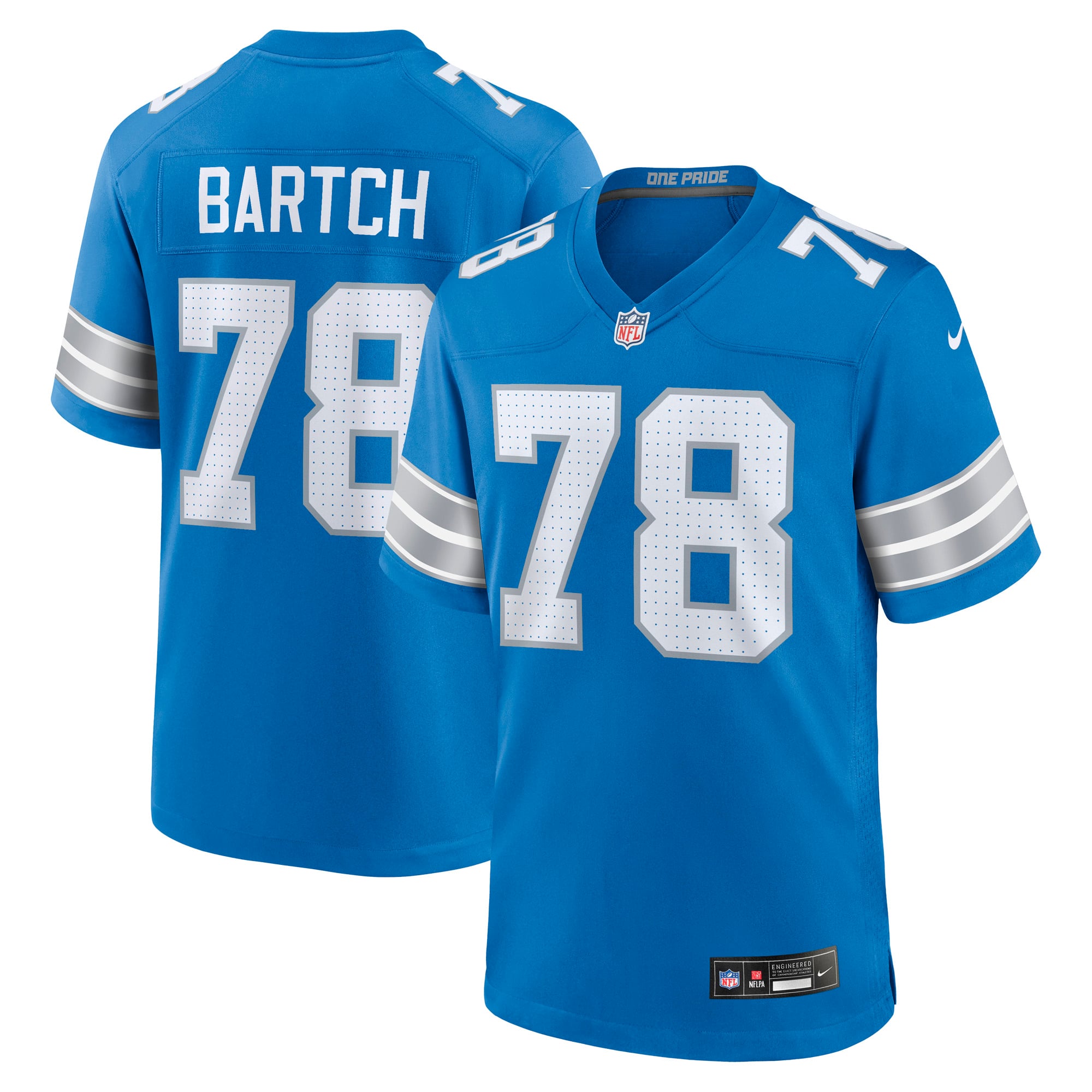 Men's Nike Ben Bartch  Blue Detroit Lions Team Game Jersey